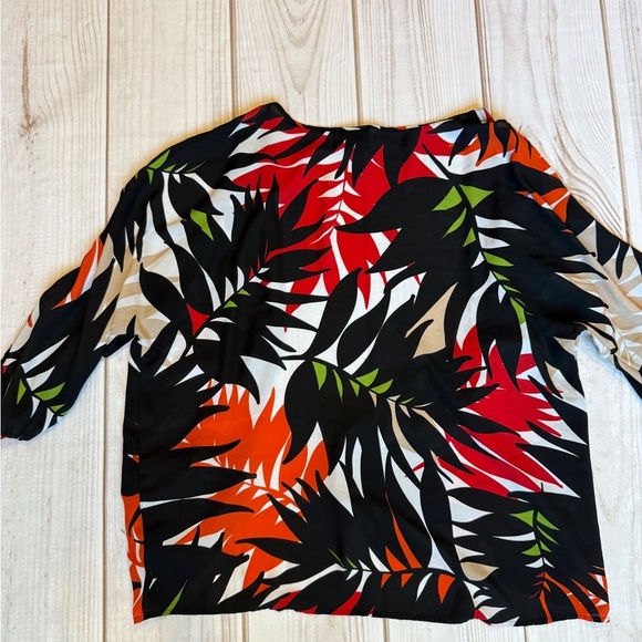 Worthington Red and Black Leaf Print Blouse - Picture 6 of 6